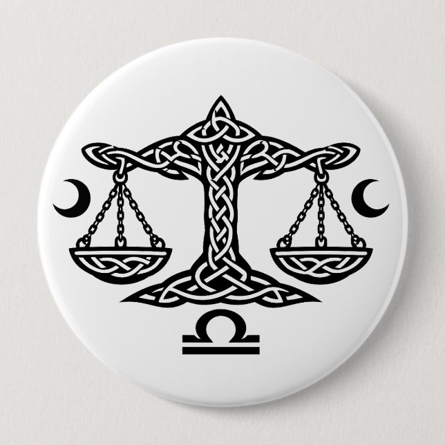 Libra keltisches Mondwaagen-Siegel | BurnsInHell T Button (Vorderseite)