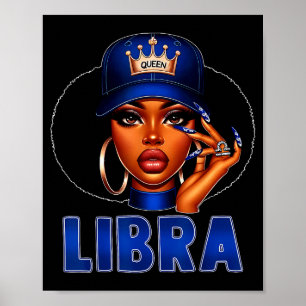 Libra Königin Schwarze Frau Mit Kappe Krone Afro M Poster