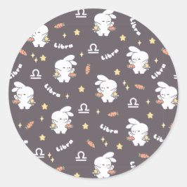 Libra Loppi Tokki Bunny Zodiac Muster II Runder Aufkleber