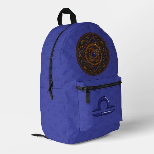 Libra Mandala Bedruckter Rucksack (Rückseitige Ecke links)
