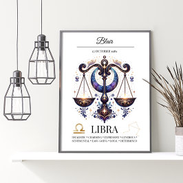 Libra Personalisiert Elegante Wasserfarben Poster