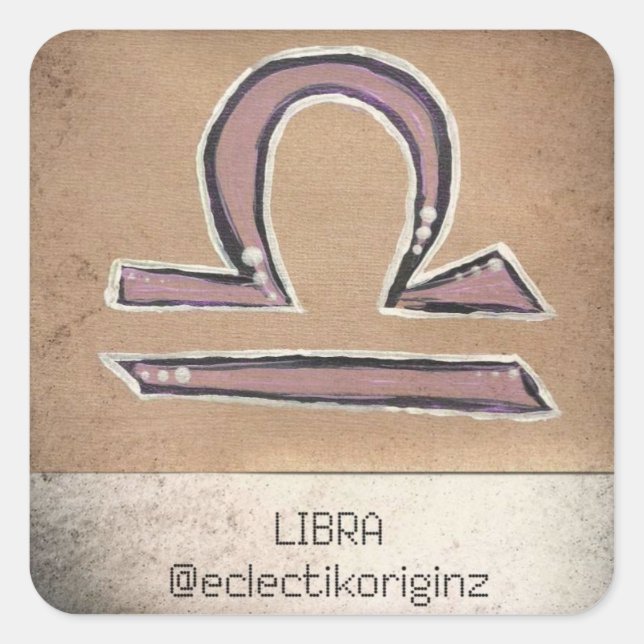 Libra Quadratischer Aufkleber (Vorderseite)