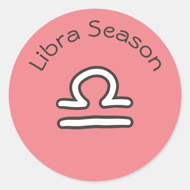 Libra Saison Astrologie Zodiac Zeichen Rosa Runder Aufkleber (Vorderseite)