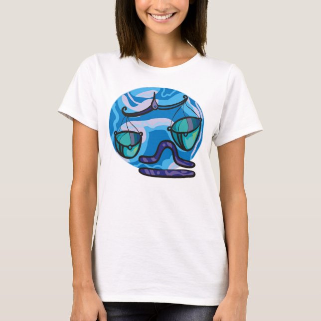 Libra Scales im Stil der 70er Jahre mit Symbol T-Shirt (Vorderseite)