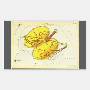 Libra Scales Vintag Constellation Urania Mirror Rechteckiger Aufkleber