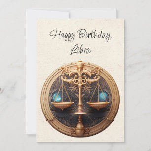 Libra Scales Zodiac Minimaliste Anniversaire Carte