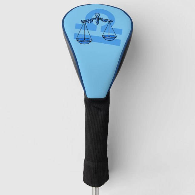 Libra scales zodiac star sign blue golf cover headcover (Vorderseite)