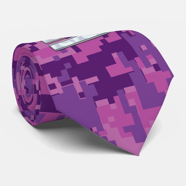 Libra Sign auf der digitalen Fuchsia-Camouflage Krawatte (Gerollt)