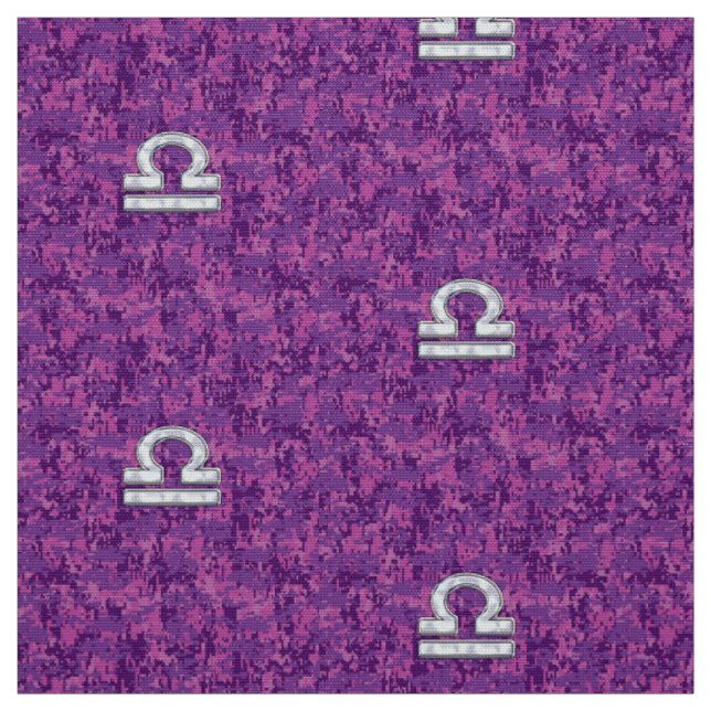 Libra Sign auf der digitalen Fuchsia-Camouflage Stoff (Muster)