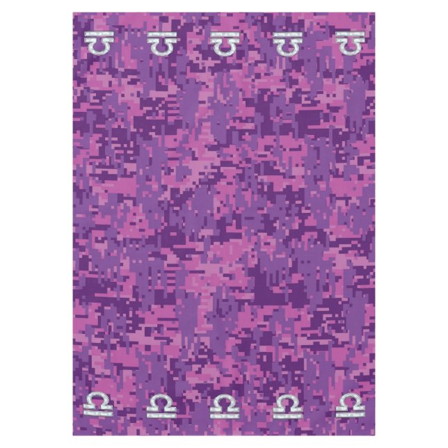 Libra Sign auf der digitalen Fuchsia-Camouflage Tischdecke (Vorderseite)