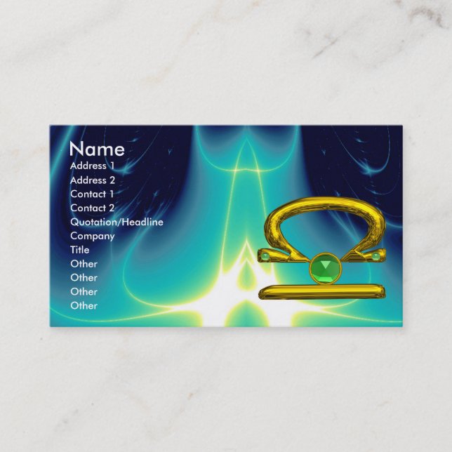 LIBRA , Smaragdgrün, leuchtend gelb, grün Visitenkarte (Vorderseite)