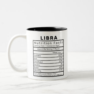 Libra Star Sign Nutrition Statistik Funny Zweifarbige Tasse