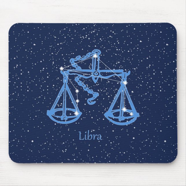 Libra-Sternbild und Zodiaka-Zeichen mit Sternen Mousepad (Vorne)