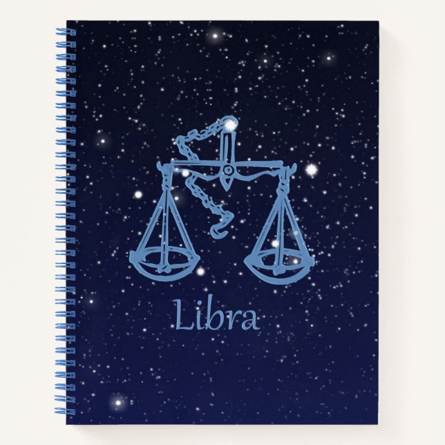 Libra-Sternbild und Zodiaka-Zeichen mit Sternen Notizbuch (Vorderseite)