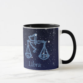 Libra-Sternbild und Zodiaka-Zeichen mit Sternen Tasse