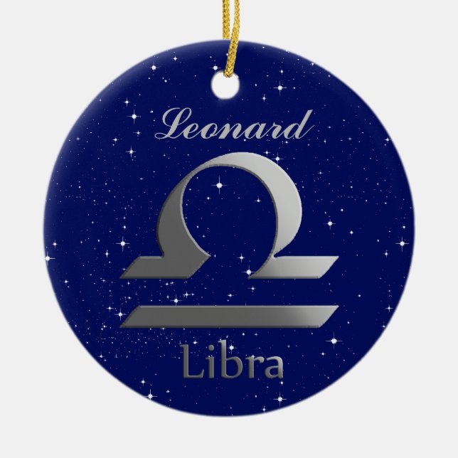 Libra Sun Zeichen mit Name Keramik Ornament (Vorne)