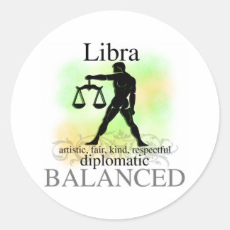 Libra über dich runder aufkleber