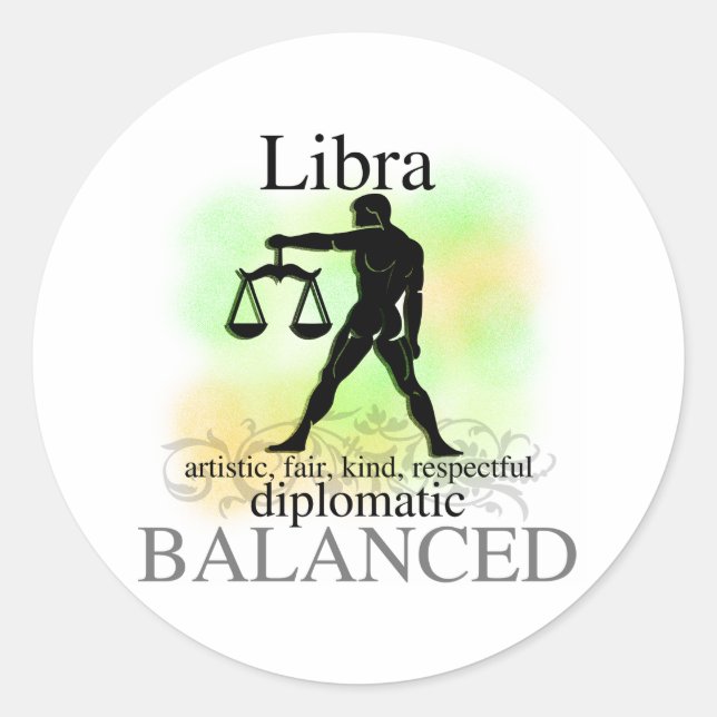 Libra über dich runder aufkleber (Vorderseite)