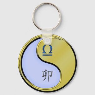 Libra und Metallkaninchen Schlüsselanhänger