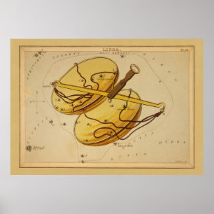 Libra - Vintages Zeichen des Zodiakabbildes Poster