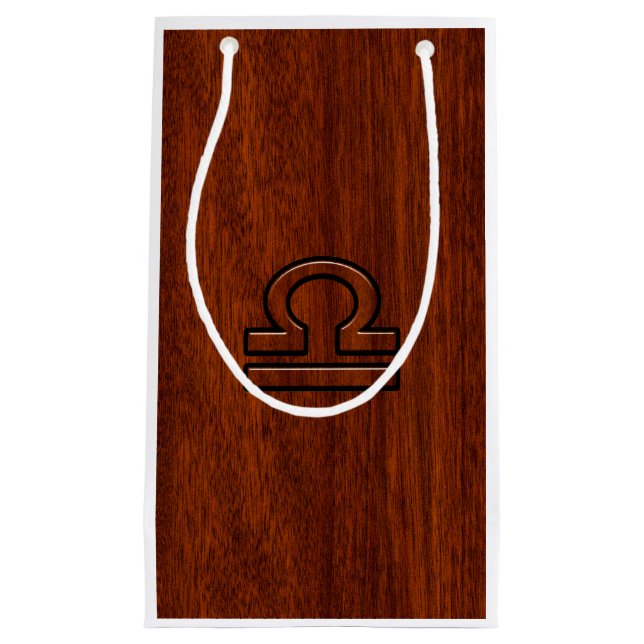 Libra-Zeichen im Mahagoni-Stil Kleine Geschenktüte (Vorderseite)