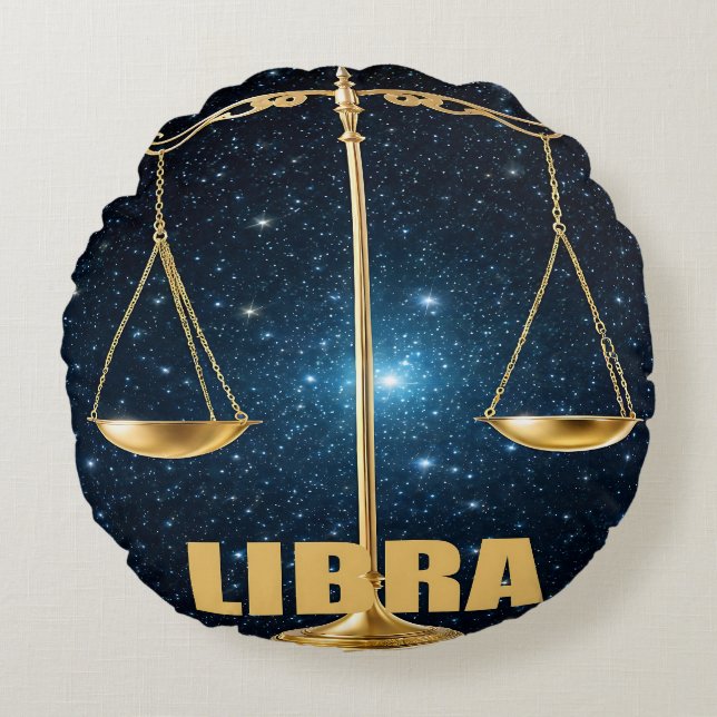 Libra-Zeichen Rundes Kissen (Vorderseite)