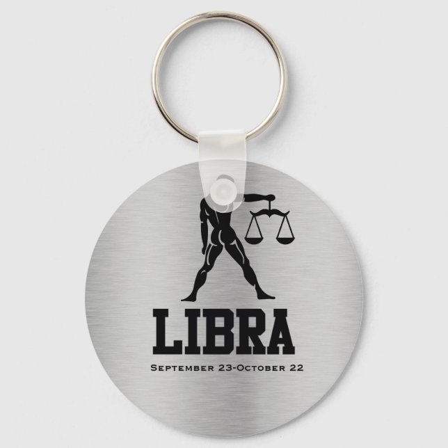 Libra Zodiac Button Schlüsselanhänger (Vorderseite)