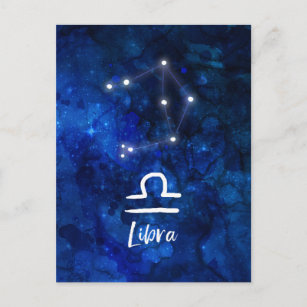 Libra Zodiac Constellation Blue Galaxy Celestial Postkarte