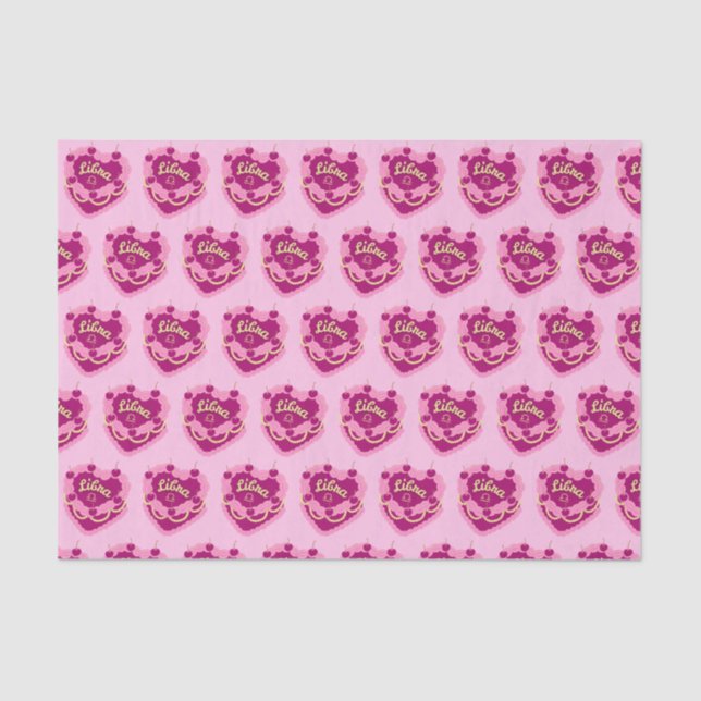 Libra Zodiac Coquette Herz Birthday Cake Seidenpapier (Vorderseite)
