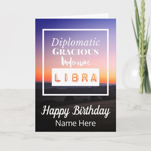 Libra Zodiac Fun Charakteristika Geburtstag Karte (Vorderseite)