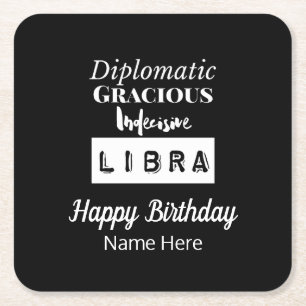 Libra Zodiac Fun Charakteristika Geburtstag Rechteckiger Pappuntersetzer