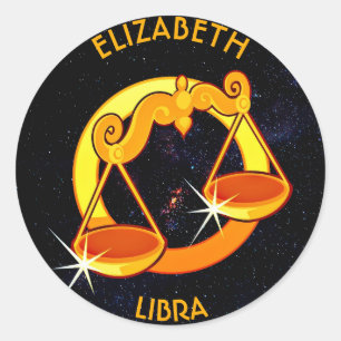 Libra Zodiac Geburtstagszeichen mit Ihrem Individu Runder Aufkleber