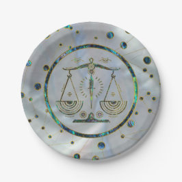 Libra Zodiac Gold Abalone Pappteller