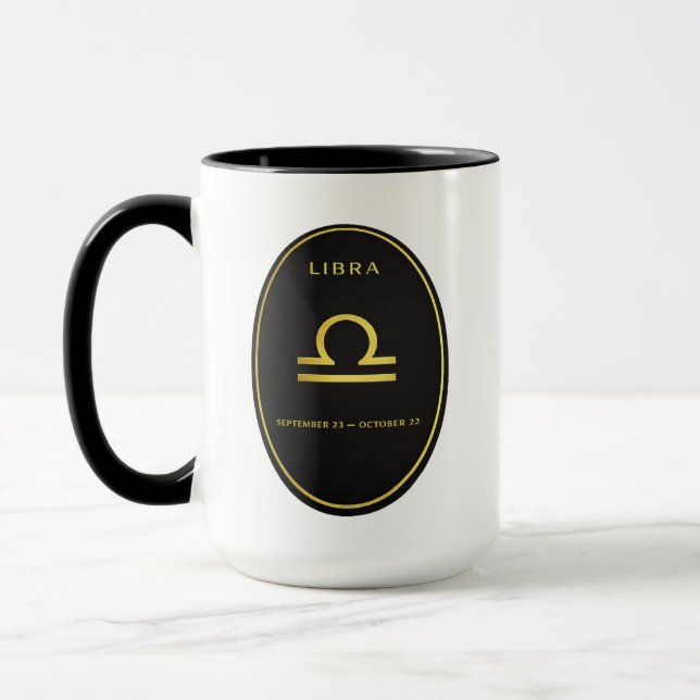 Libra Zodiac Gold Oval Emblem Mug | Luxury Astrolo (Gauche)