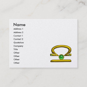 LIBRA ZODIAC JEWEL Gold Green Emerald Pearl Visitenkarte