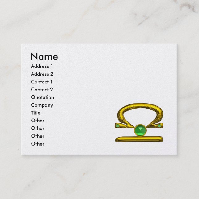 LIBRA ZODIAC JEWEL Gold Green Emerald Pearl Visitenkarte (Vorderseite)