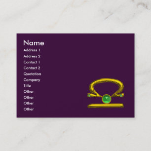 LIBRA ZODIAC JEWEL Green Emerald & Gold Lila Visitenkarte