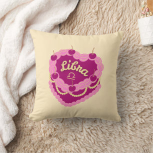 Libra Zodiac Pastel Heart Birthday Cake Kissen