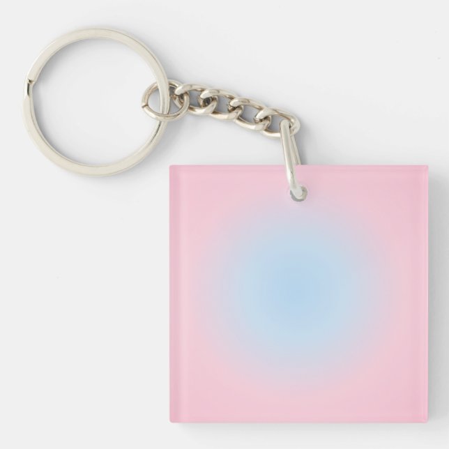 Libra Zodiac, Pink Blue Aura Gradient Schlüsselanhänger (Vorderseite)