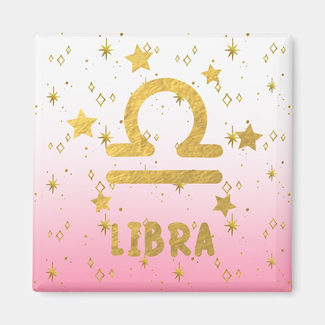Libra Zodiac Pink und Gold Magnet (Vorne)