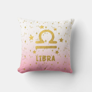 Libra Zodiac Pink und Goldene Kissen