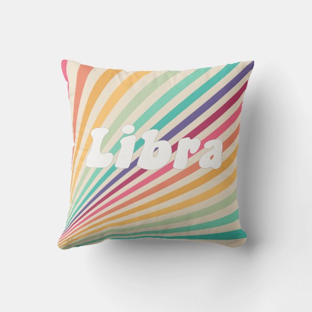 Libra Zodiac Retro Rainbow Astrologie Rundkissen Kissen (Rückseite)