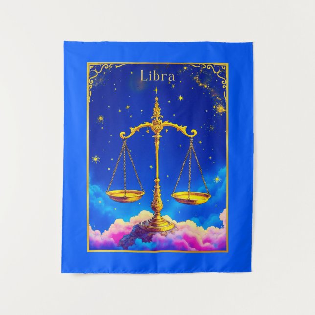 Libra Zodiac Scales in einem Sternenschlaf Wandteppich (Vorderseite)