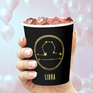 Libra Zodiac Sign Astrologie Gold & Black Pappbecher