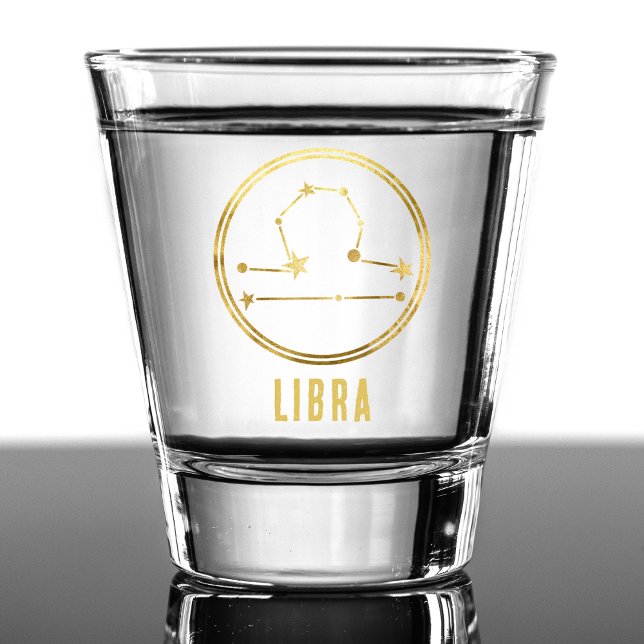 Libra Zodiac Sign Astrologie Horoskop Gold Schnapsglas (gold libra zodiac sign shot glass)