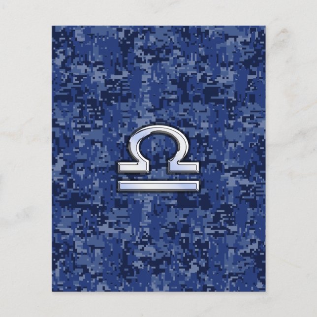 Libra Zodiac Sign auf blauer digitaler Camouflage Flyer (Vorne)