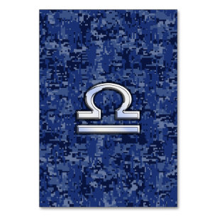 Libra Zodiac Sign auf blauer digitaler Camouflage Tischnummer