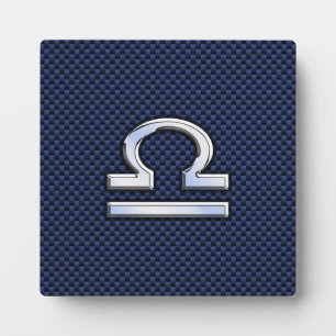Libra Zodiac Sign auf Blue Carbon Fibre Style Fotoplatte