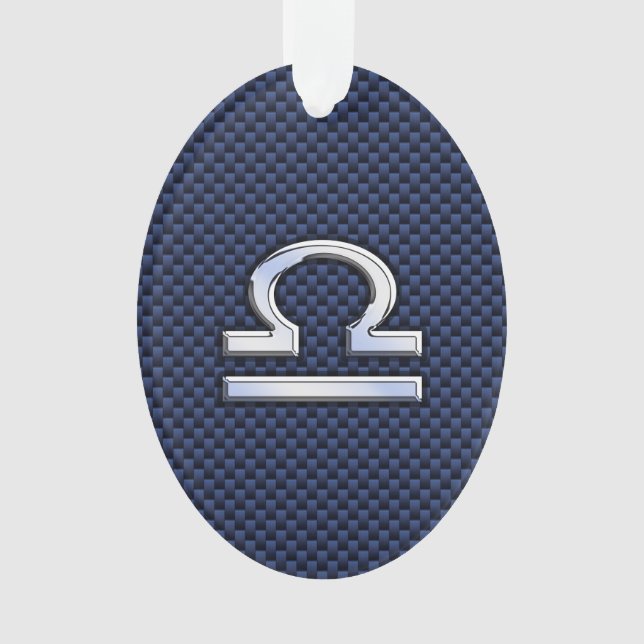 Libra Zodiac Sign auf Blue Carbon Fibre Style Ornament (Vorderseite)