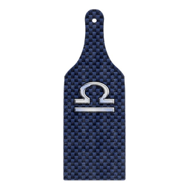 Libra Zodiac Sign auf Blue Carbon Fibre Style Schneidebrett (Vorderseite)